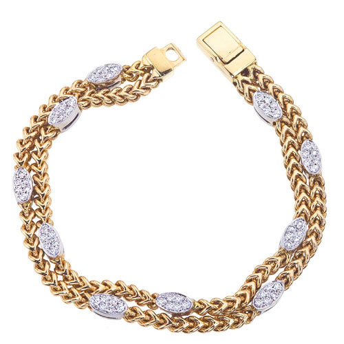Collection Hemsleys - Bracelet en diamant 14K à dix stations de forme ovale et à double maillon de chaîne