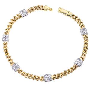 Collection Hemsleys - Bracelet en diamant 14K à six mailles carrées et chaîne