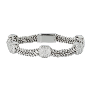 Collection Hemsleys - Bracelet en forme de coussin à cinq stations en diamants 14K et double maillon de chaîne