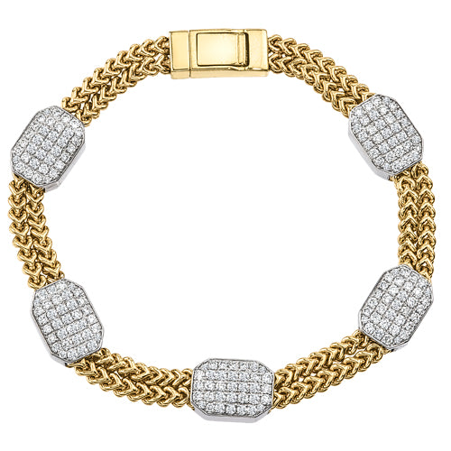 Collection Hemsleys - Bracelet à cinq stations en diamant 14K de forme rectangulaire et à double maillon de chaîne