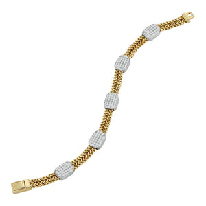 Collection Hemsleys - Bracelet à cinq stations en diamant 14K de forme rectangulaire et à double maillon de chaîne