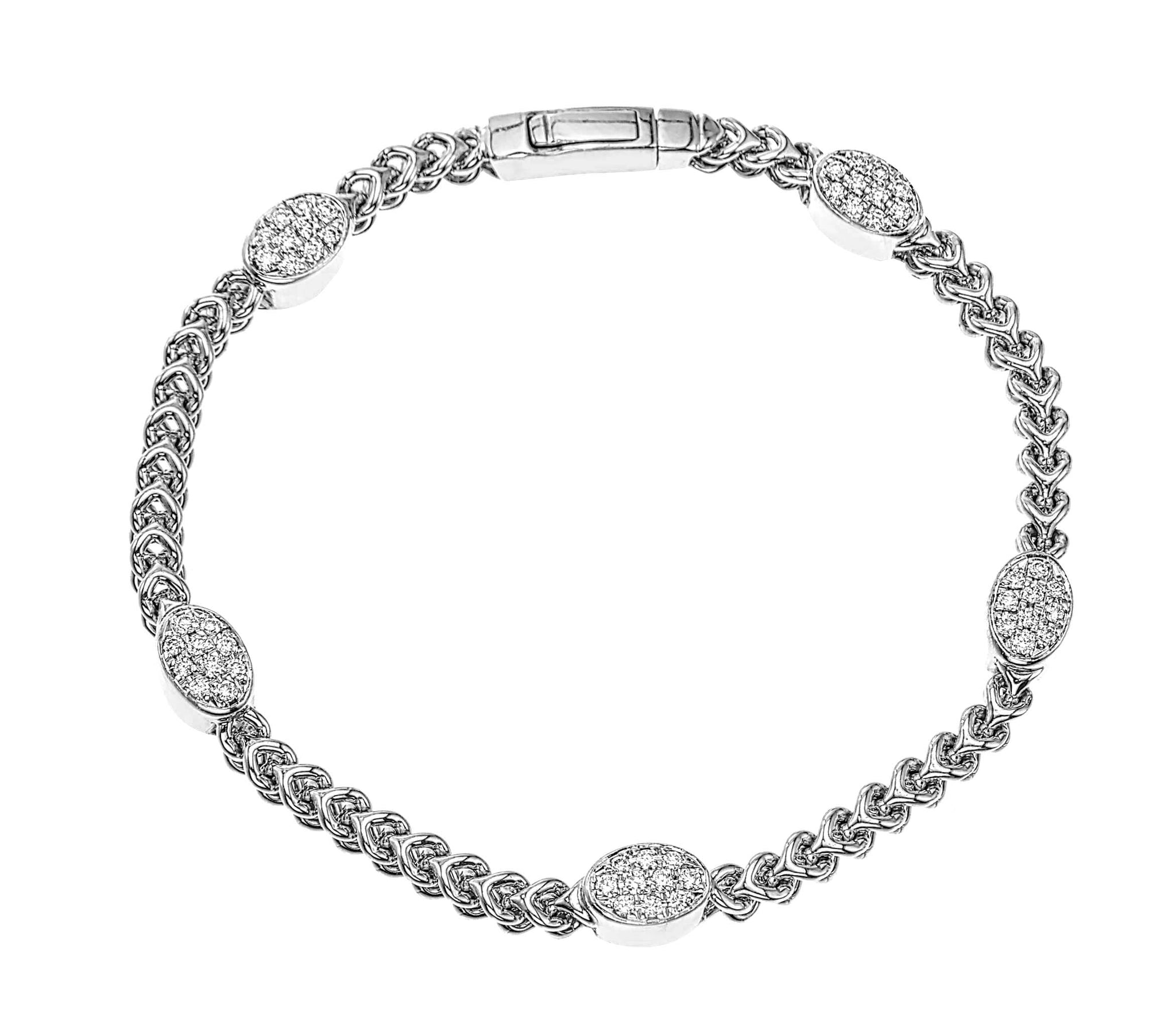 Collection Hemsleys 14K Diamond Five Oval Station & Chain Link Bracelet