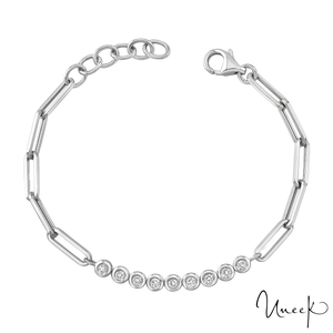 Uneek 18K Legacy Paperclip & Bezel Set Diamond Bracelet