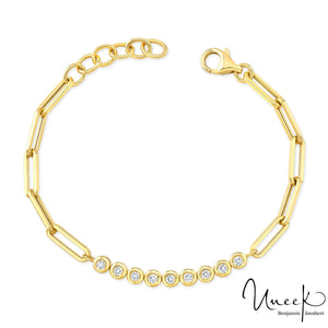 Uneek 18K Legacy Paperclip & Bezel Set Diamond Bracelet