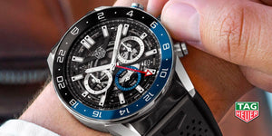 TAG Heuer Carrera Heuer 02 Chronographe automatique GMT (cadran noir / 45mm / caoutchouc)