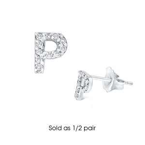 Hemsleys Collection 14K Diamant Mini Block Letter Initial Stud Earring