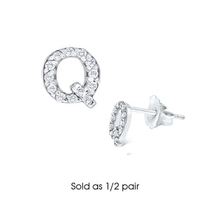 Hemsleys Collection 14K Diamant Mini Block Letter Initial Stud Earring