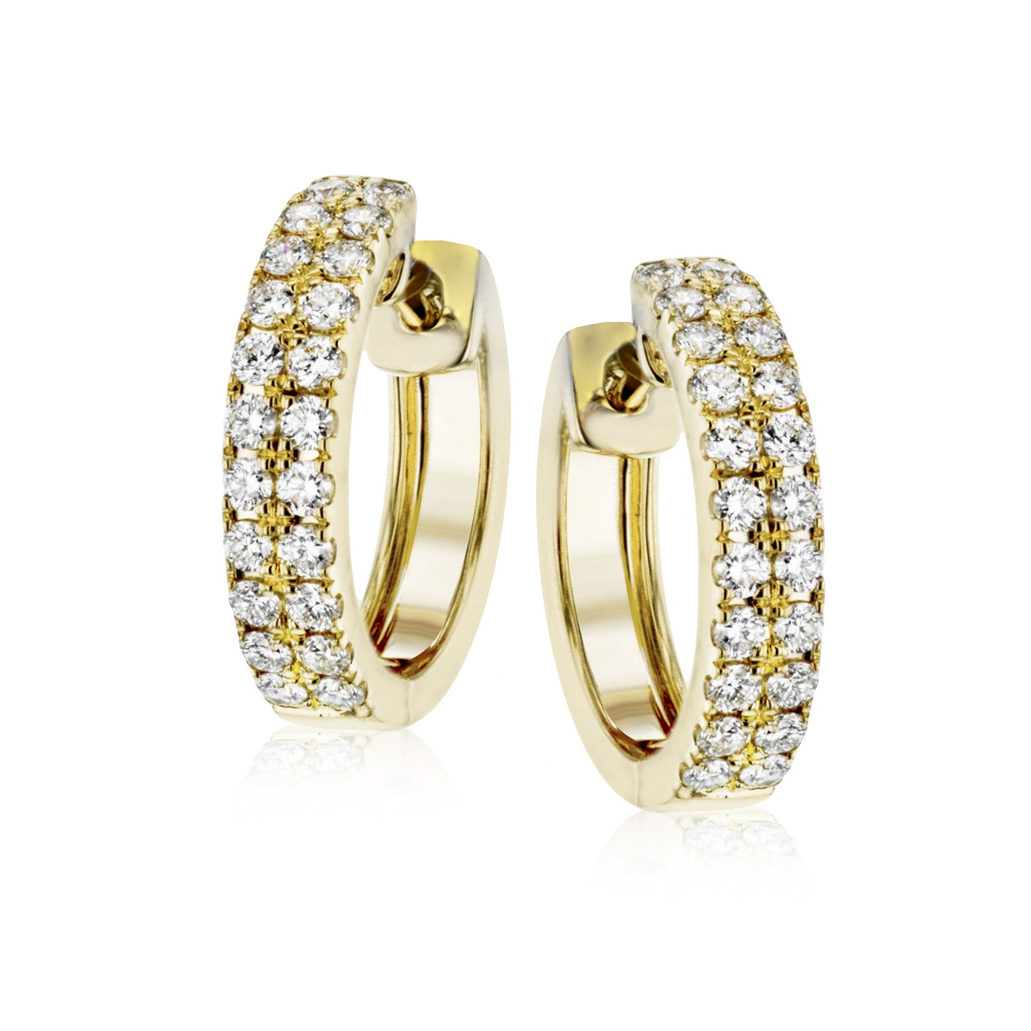 Simon G - Boucles d'oreilles cerceau à double rangée de diamants, 18K