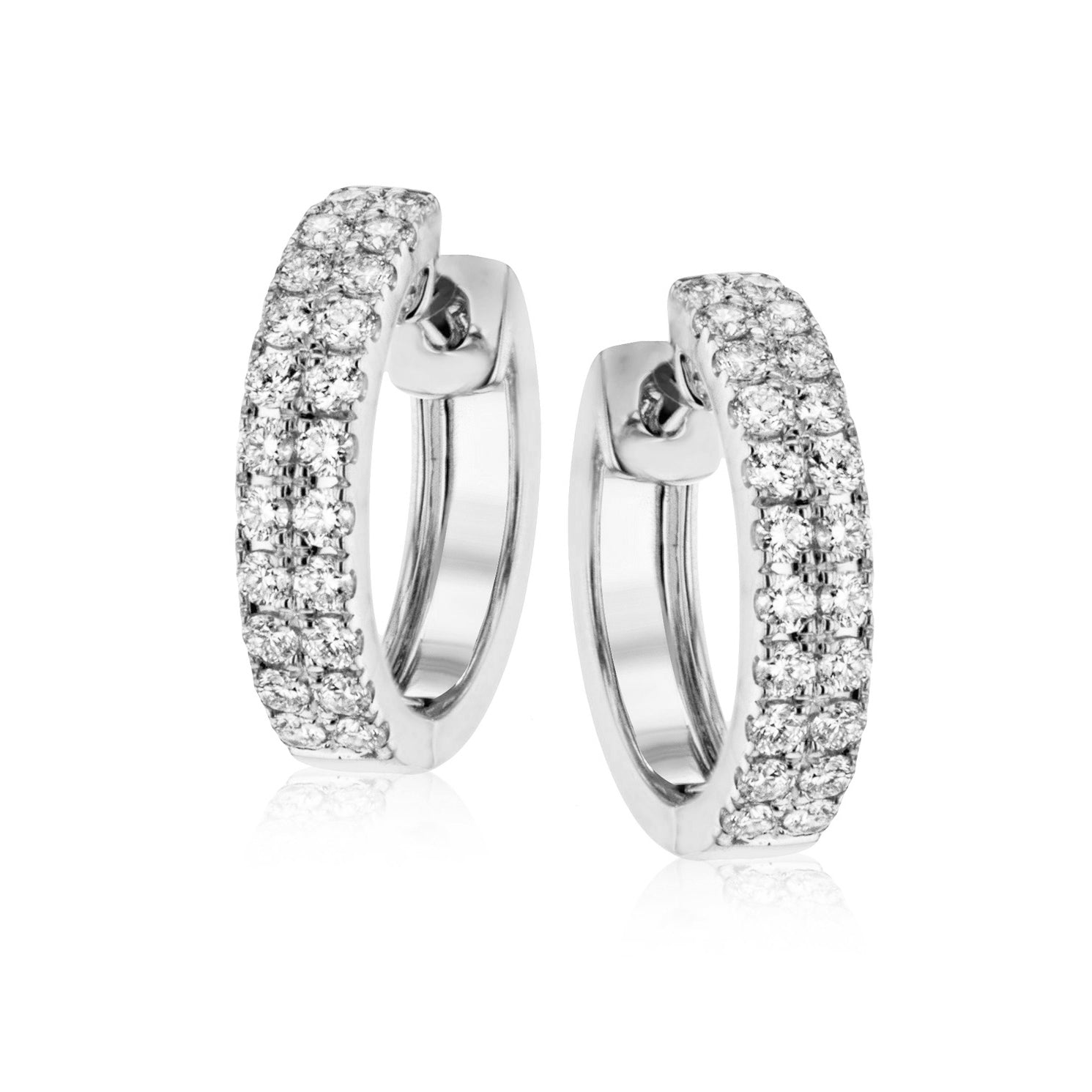 Simon G - Boucles d'oreilles cerceau à double rangée de diamants, 18K