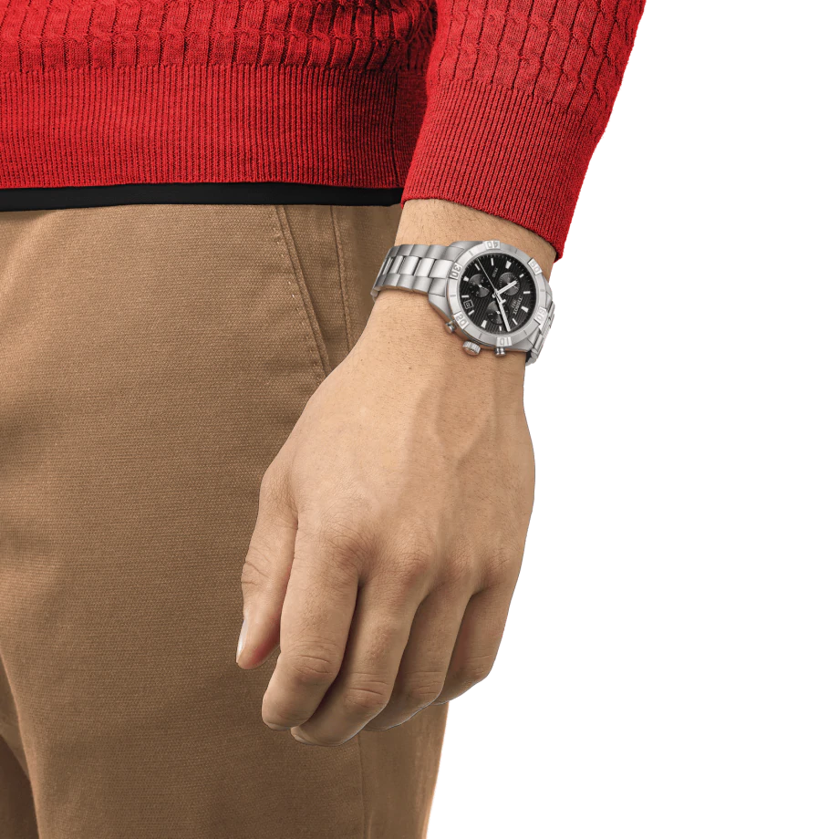 Chronographe à quartz Tissot PR 100 Sport (cadran noir / 44mm)