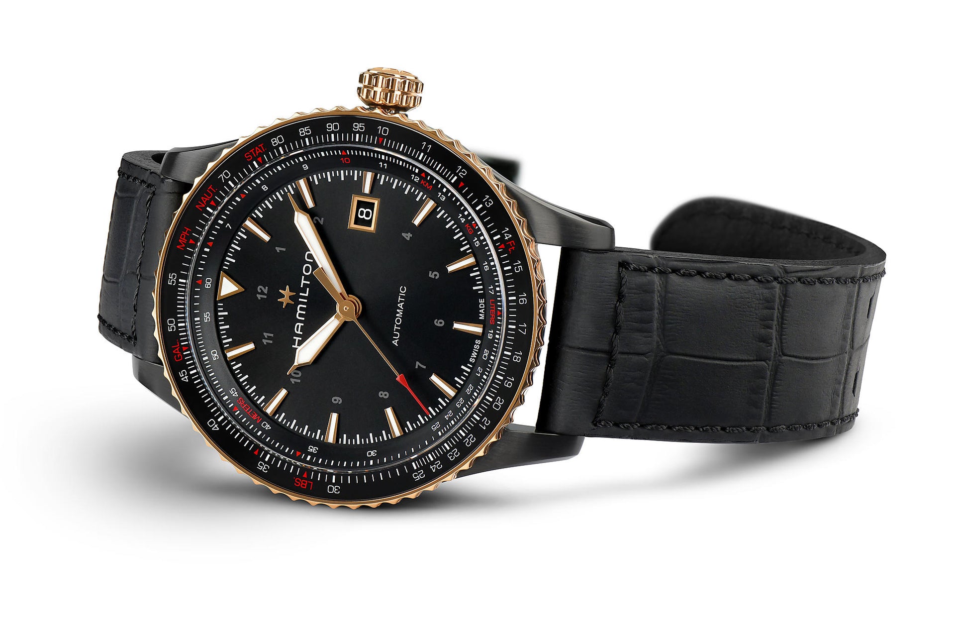 Hamilton Khaki Aviation Converter Auto (cadran noir / 42mm / accents roses)