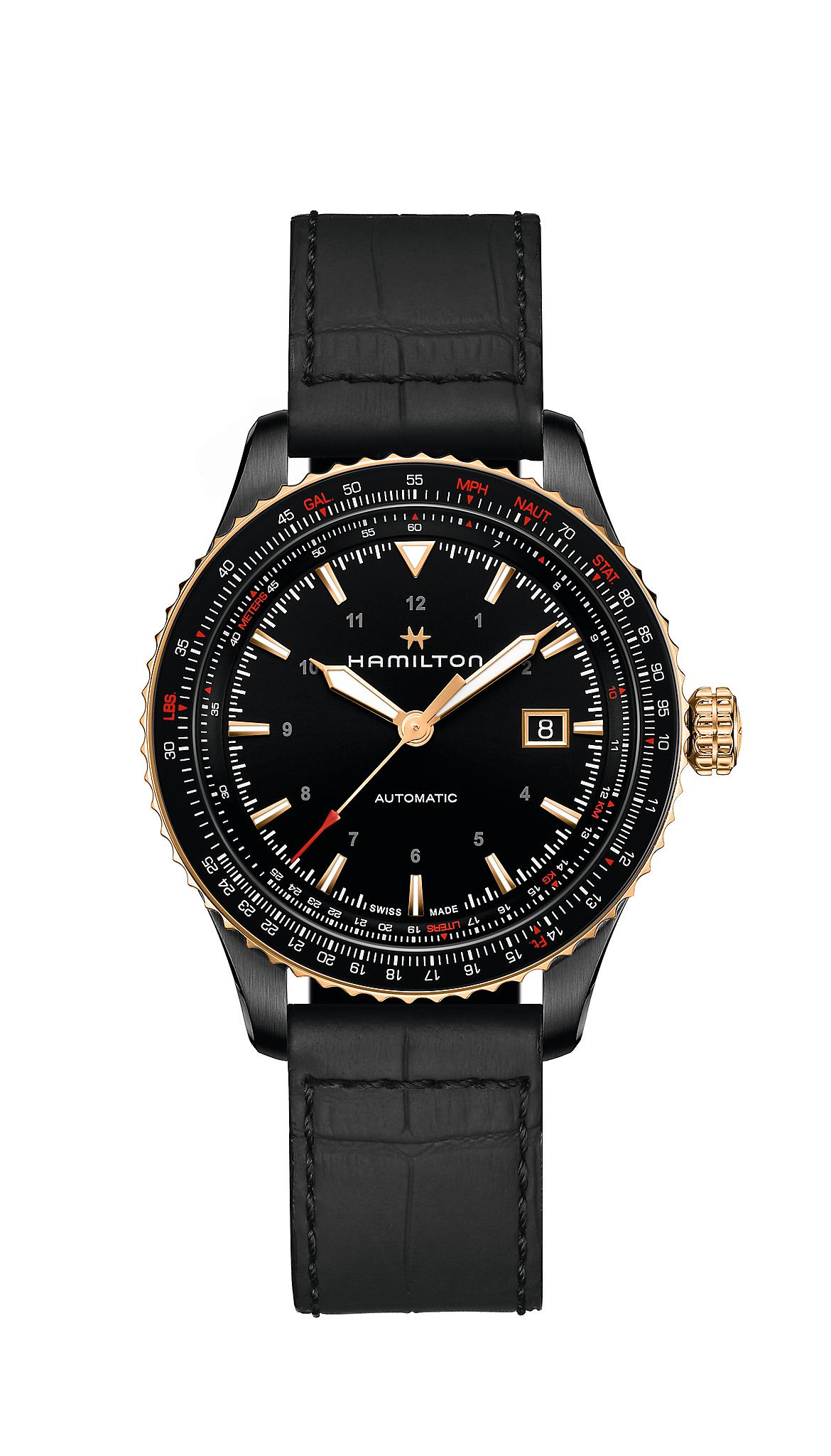 Hamilton Khaki Aviation Converter Auto (cadran noir / 42mm / accents roses)