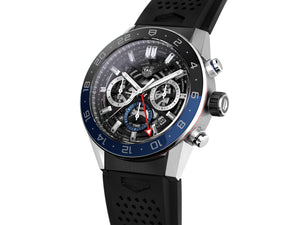 TAG Heuer Carrera Heuer 02 Chronographe automatique GMT (cadran noir / 45mm / caoutchouc)