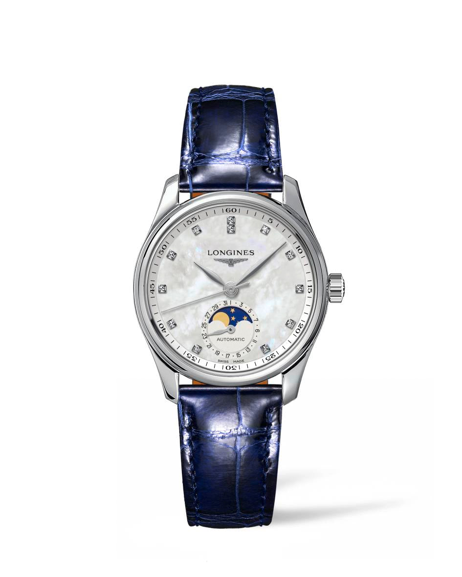 Longines Master Collection Moonphase Automatic (Cadran blanc MOP / 34mm / Indices diamant)