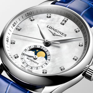 Longines Master Collection Moonphase Automatic (Cadran blanc MOP / 34mm / Indices diamant)