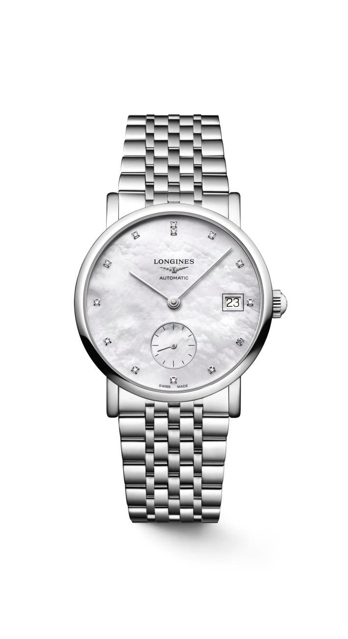 Longines Elegant Automatic (Cadran blanc MOP / 34mm / Index diamant)