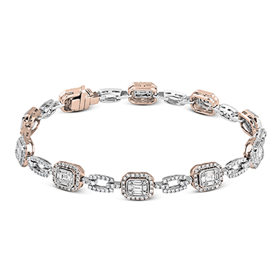 Bracelet de tennis Simon G 18K en mosaïque serti de diamants