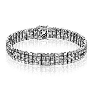 Bracelet de tennis Simon G 18K à quatre rangées de diamants et baguette