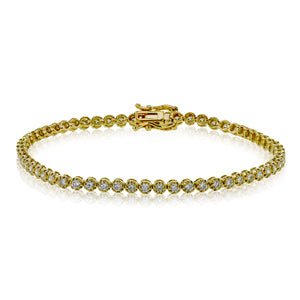 Bracelet de tennis Simon G en or jaune 18 carats avec perles de diamant