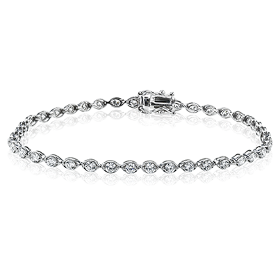 Simon G Bracelet rond en or blanc 18 carats avec diamants dans un sertissage de forme marquise