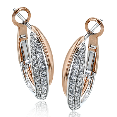 Simon G 18K Double rangée de diamants Pave Fancy Hoop Earrings