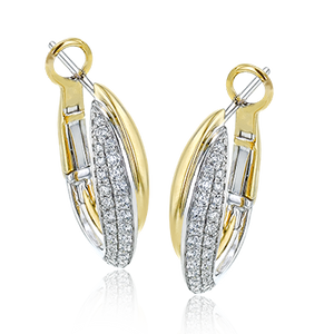 Simon G 18K Double rangée de diamants Pave Fancy Hoop Earrings