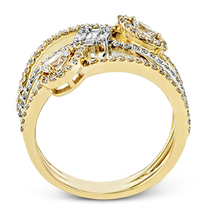 Simon G 18K Diamant à trois rangées d'anneaux géométriques mixtes