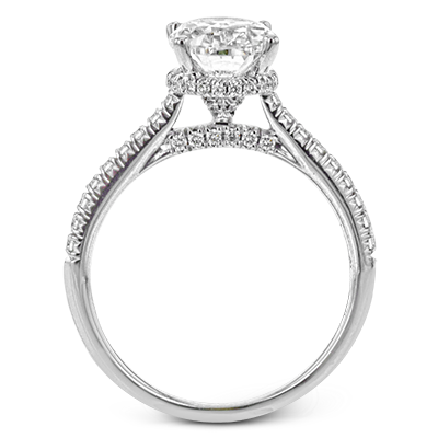 Bague de fiançailles en diamant ovale Simon G 18K avec un halo caché