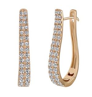 Boucles d'oreilles en diamant 14K à double rangée de pavé