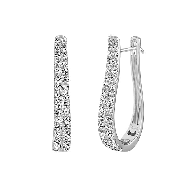 Boucles d'oreilles en diamant 14K à double rangée de pavé