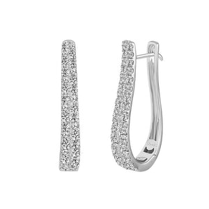 Boucles d'oreilles en diamant 14K à double rangée de pavé