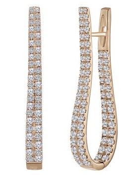 Boucles d'oreilles en diamant 14K à double rangée de pavé