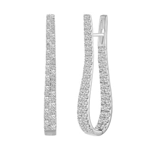 Boucles d'oreilles en diamant 14K à double rangée de pavé