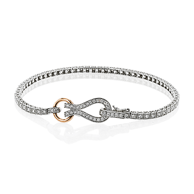 Bracelet de tennis Simon G 18K en diamant avec fer à cheval et boucle