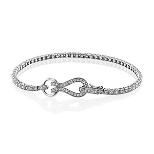 Bracelet de tennis Simon G 18K en diamant avec fer à cheval et boucle