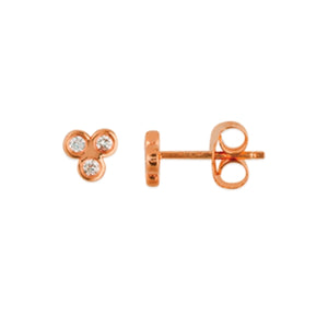 Collection Hemsleys Boucles d'oreilles Trinity avec mini lunette en diamant rond 14K