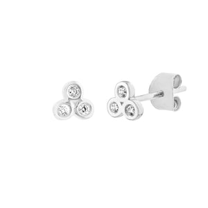 Collection Hemsleys Boucles d'oreilles Trinity avec mini lunette en diamant rond 14K