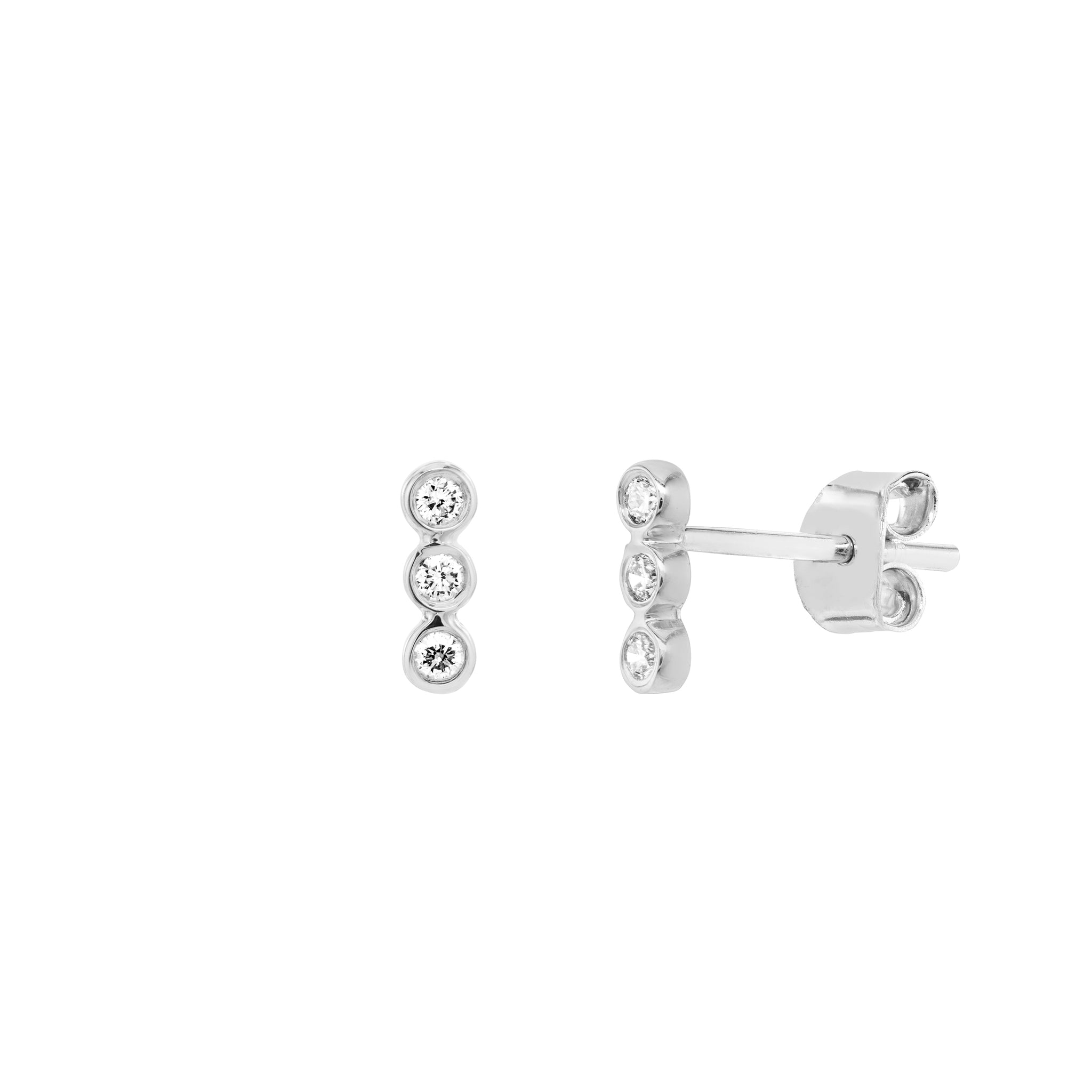 Boucles d'oreilles de la collection Hemsleys avec mini-barre de diamants ronds 14K