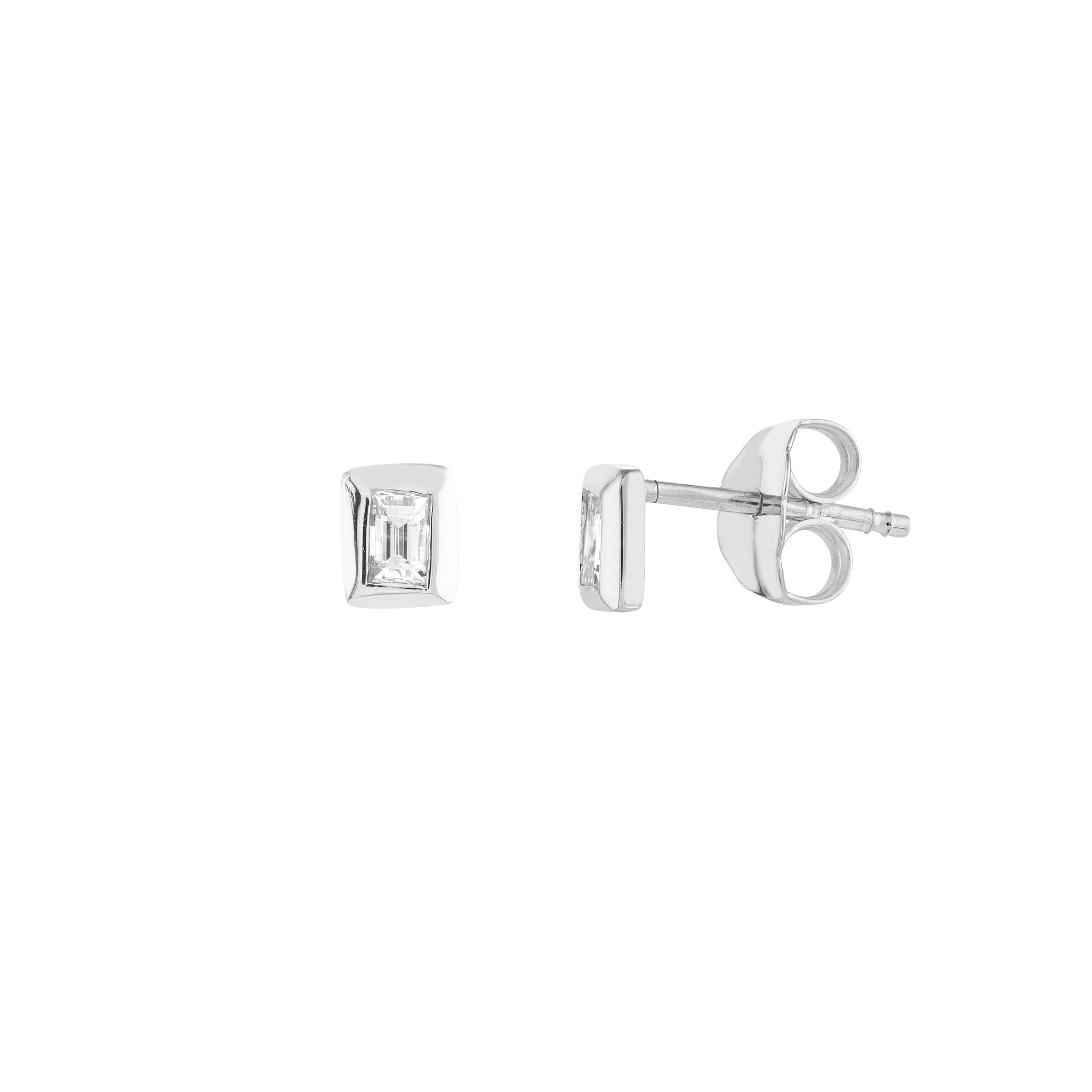 Boucles d'oreilles Hemsleys Collection 14K Baguette Diamond Mini Bezel Set Stud