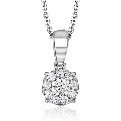 Simon G Pendentif en or blanc 18 carats serti de diamants ronds à effet d'illusion