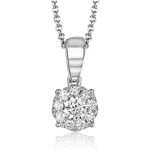 Simon G Pendentif en or blanc 18 carats serti de diamants ronds à effet d'illusion