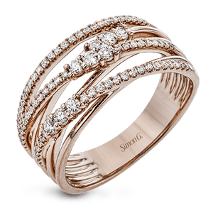 Simon G 18K Six Row Hi-Lo Diamond Ring