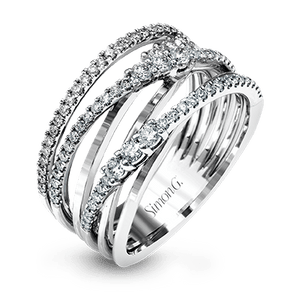 Simon G 18K Six Row Hi-Lo Diamond Ring