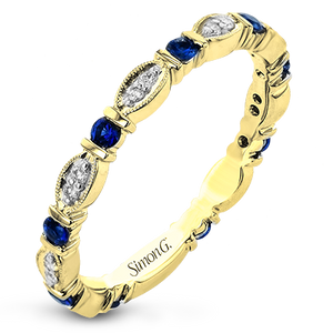 Simon G - Bracelet éternité trois quarts 18K saphir bleu et diamant