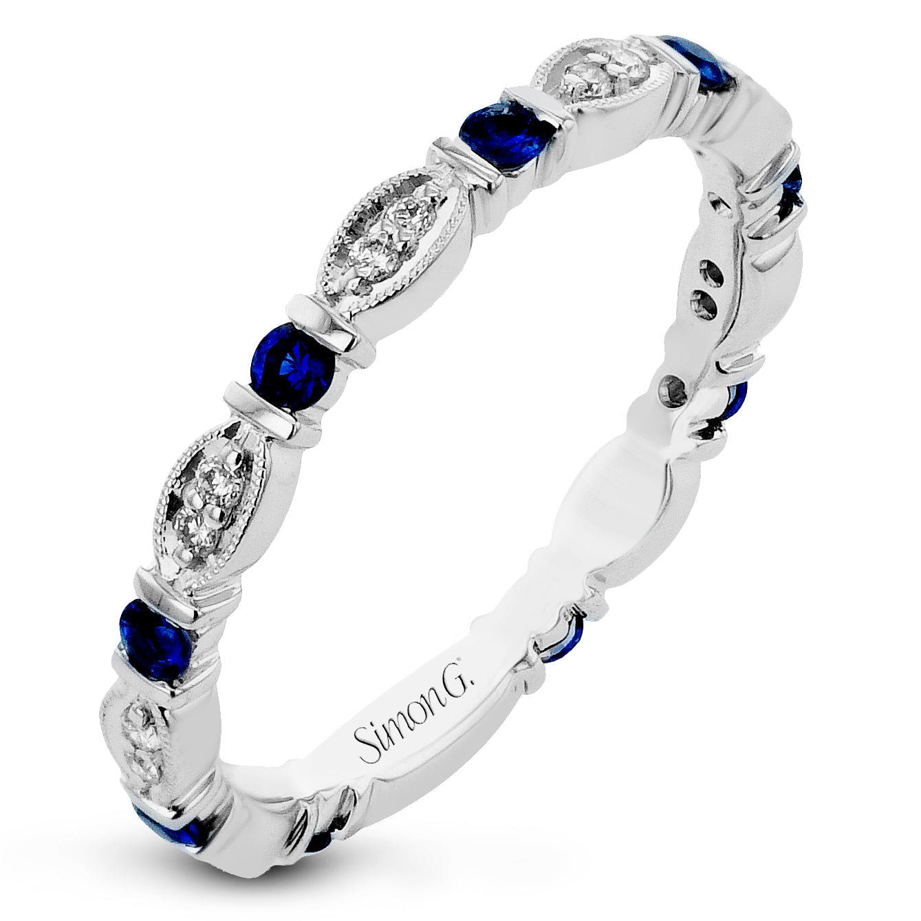 Simon G - Bracelet éternité trois quarts 18K saphir bleu et diamant