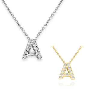 Collier initial de lettres mini-blocs en diamant 14K de la collection Hemsleys