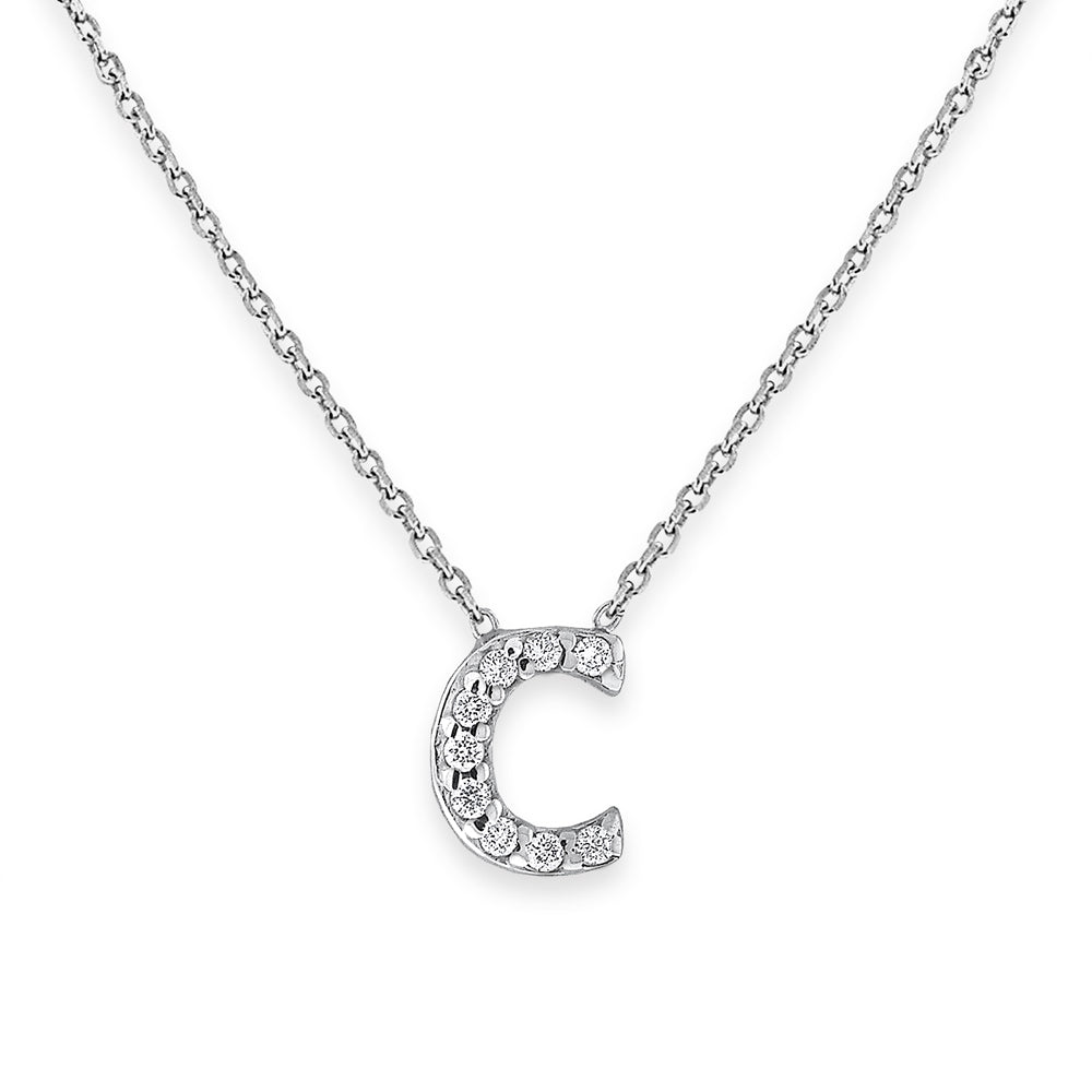 Collier initial de lettres mini-blocs en diamant 14K de la collection Hemsleys