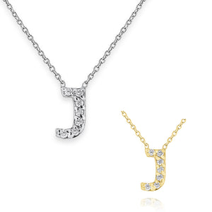 Collier initial de lettres mini-blocs en diamant 14K de la collection Hemsleys