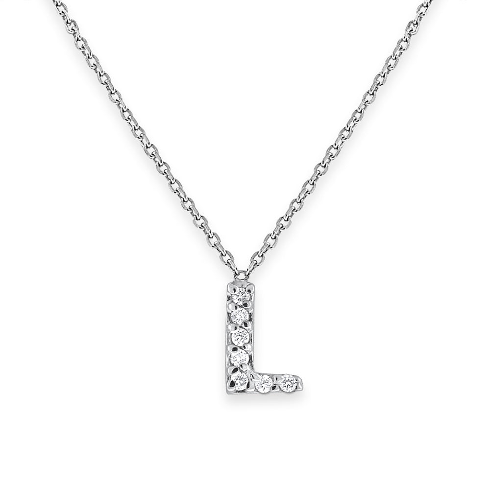 Collier initial de lettres mini-blocs en diamant 14K de la collection Hemsleys