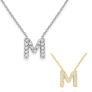 Collier initial de lettres mini-blocs en diamant 14K de la collection Hemsleys